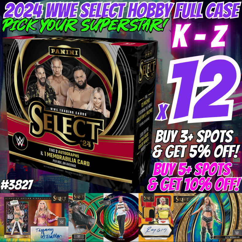 Break 3827 - 2024 WWE Select Hobby FULL CASE - Pick Your Superstar! K - Z