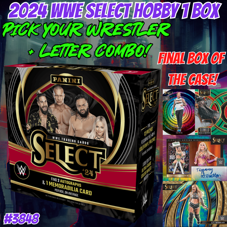 Break 3848 - 2024 WWE Select Hobby - Pick Your Superstar + Letter Combo!