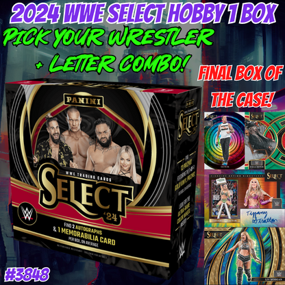 Break 3848 - 2024 WWE Select Hobby - Pick Your Superstar + Letter Combo!