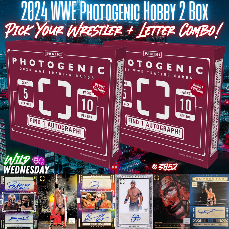 Break 3852 - 2024 WWE Photogenic Hobby - Pick Your Superstar + Letter Combo!