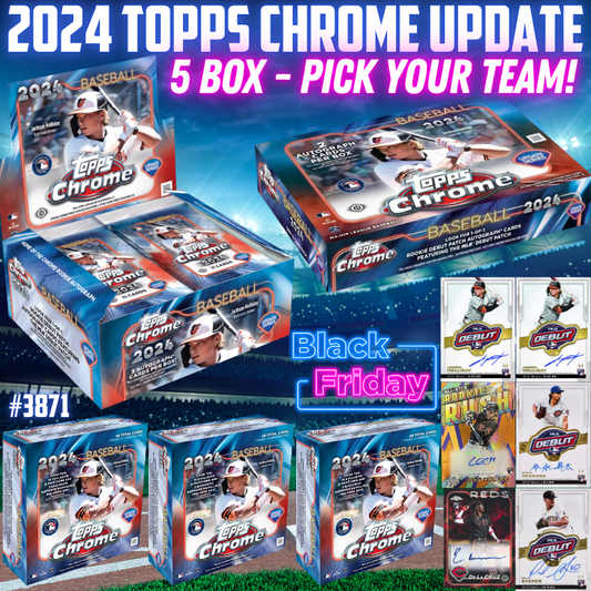 Break 3871 - 2024 MLB Topps Chrome Update - 5 Box Mixer - Pick Your Team!