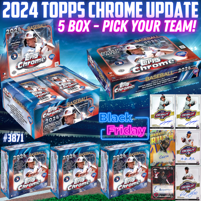 Break 3871 2024 MLB Topps Chrome Update 5 Box Mixer Pick Your Te