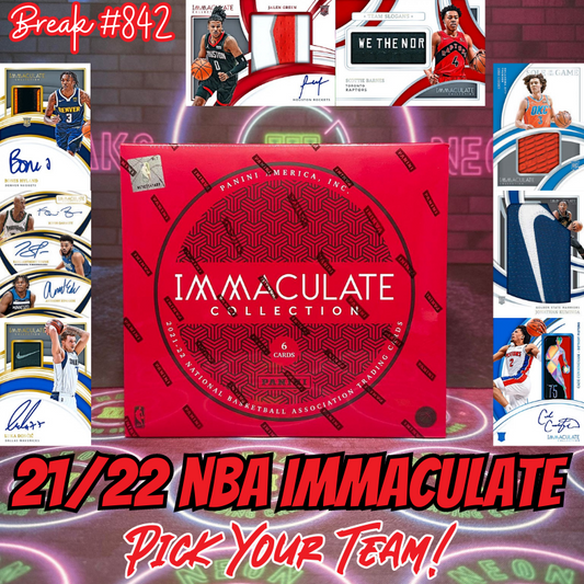 Break 842 - NBA 21/22 Immaculate Hobby - Pick Your Team!