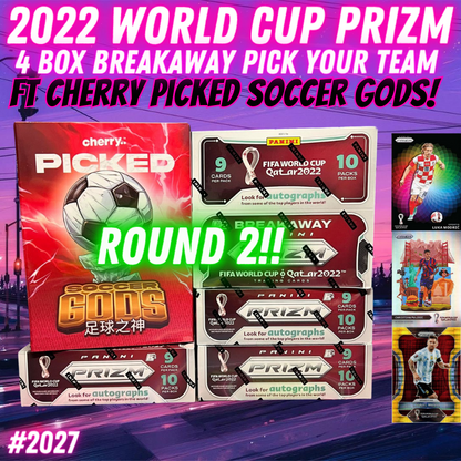 Break 2027 - 2022 Panini Prizm World Cup Breakaway x SOCCER GODS Repack - 5 Box Pick Your Team! ROUND 2