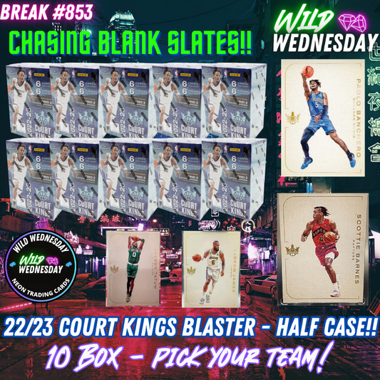 Break 853 - NBA 22/23 Court Kings Blaster 10 Box HALF CASE - Pick Your Team!