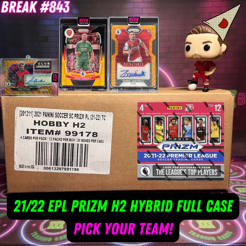 Break 843 - 21/22 EPL Prizm H2 Hybrid Full Case Pick Your Team