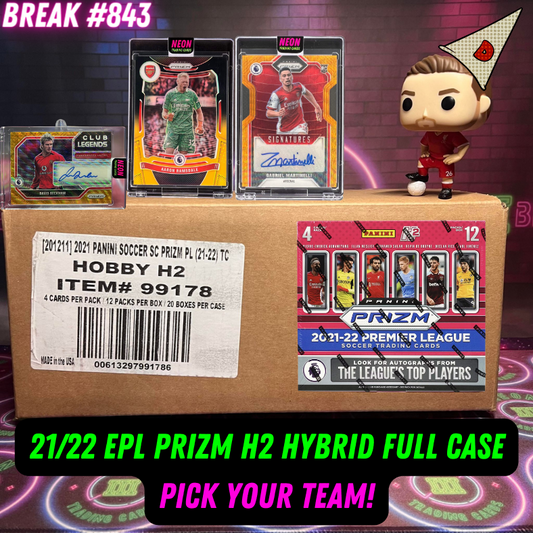 Break 843 - 21/22 EPL Prizm H2 Hybrid Full Case Pick Your Team