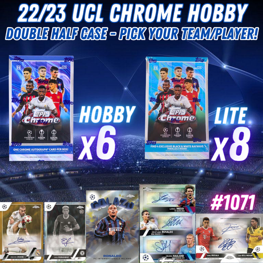 Break 1071 - 22/23 Topps Chrome UEFA Club Competitions - Double Half Case Hobby x Lite - 14 Boxes - Pick Your Player / Team!