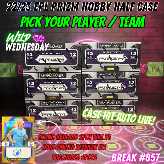 Break 857 - 22/23 EPL Prizm Hobby Half Case - Haaland Spot Randomized! - Pick Your Player / Team