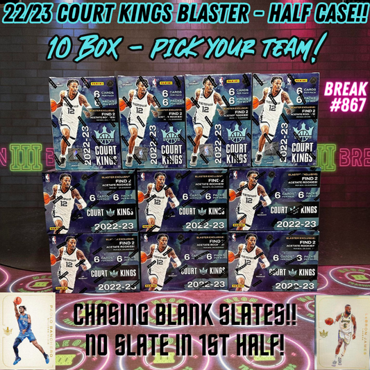 Break 867 - NBA 22/23 Court Kings Blaster 10 Box HALF CASE - Pick Your Team!