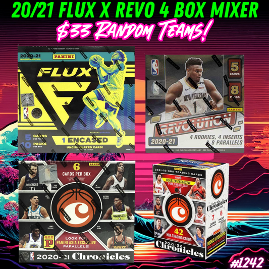 Break 1242 - NBA 20/21 Flux x Revolution Hobby 4 Box - $33 Random Teams!