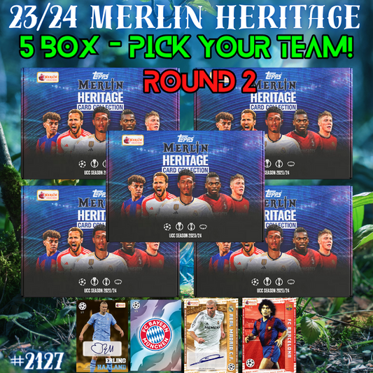 Break 2127 - 23/24 Topps Merlin Heritage - 5 Box - Pick Your Team/Player ROUND 2