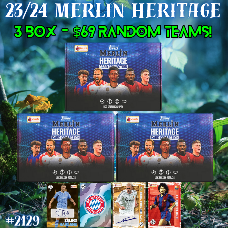 Break 2129 - 23/24 Merlin Heritage Soccer 3 Box - $69 Random Teams!