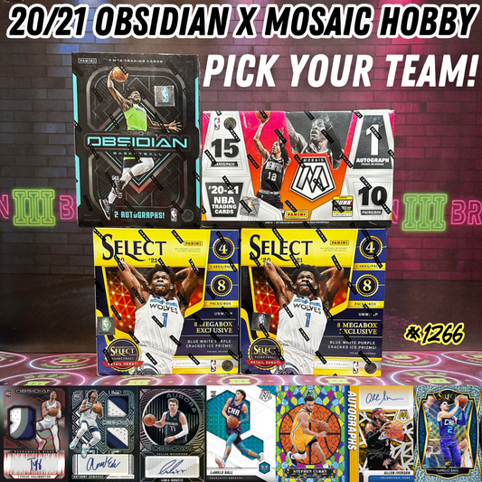 Break 1266 - NBA 20/21 Obsidian x Mosaic Hobby 4 Box - Pick Your Team!