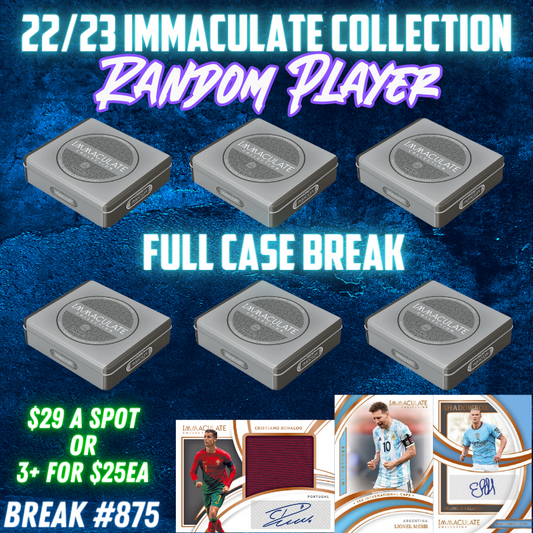 Break 875 - 22/23 Immaculate Soccer Collection - FULL CASE - 6 Boxes - Random Player - Product DEBUT!