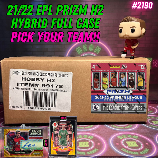 Break 2190 - 21/22 EPL Prizm H2 Hybrid - Full Case - Pick Your Team!