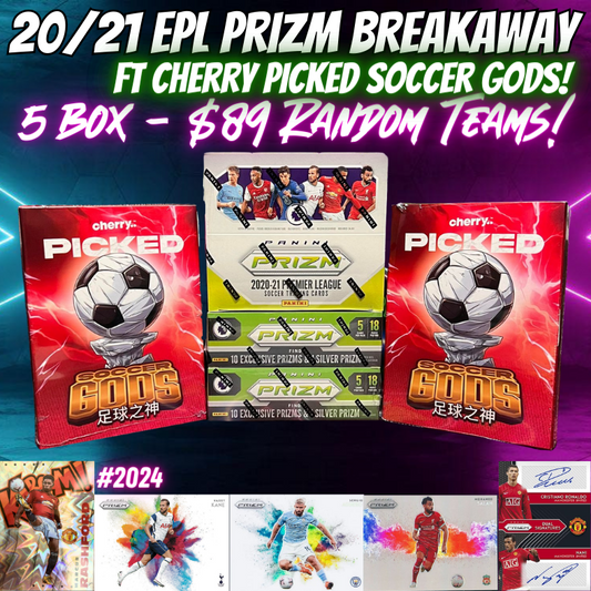 Break 2024 - 20/21 EPL Prizm Breakaway x Picked SOCCER GODS Repack - $89 Random Teams!