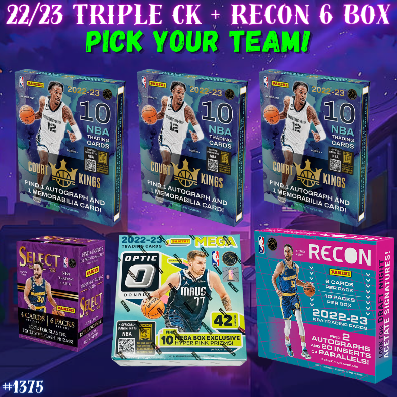 Break 1375 - NBA 22/23 Triple Court Kings + Recon 6 Box - Pick Your Team!