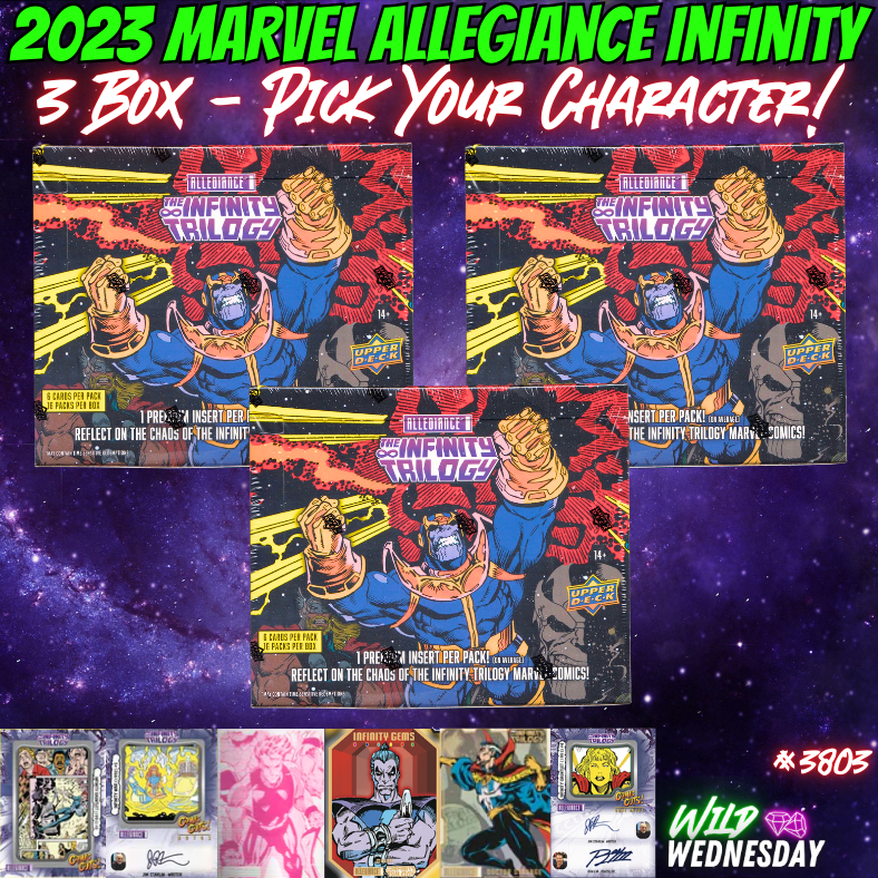 Break 3803 - 2023 Marvel Allegiance Infinity Trilogy - 3 Box - Pick Your Character/Team!