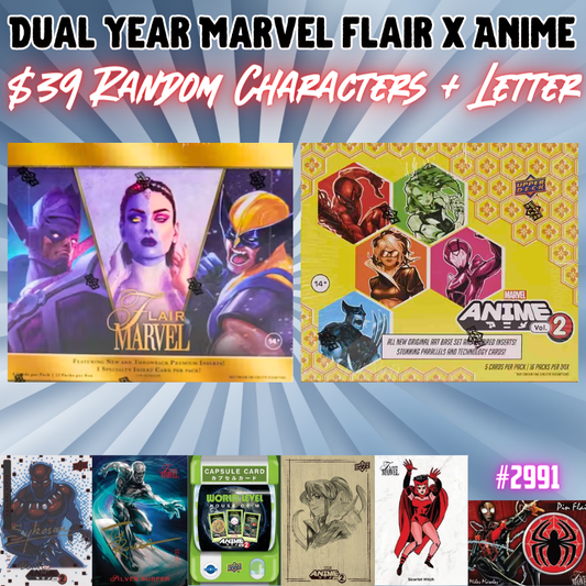 Break 2991 - Dual Year Marvel Flair x Anime - Random Characters + Letter - $39 a spot!