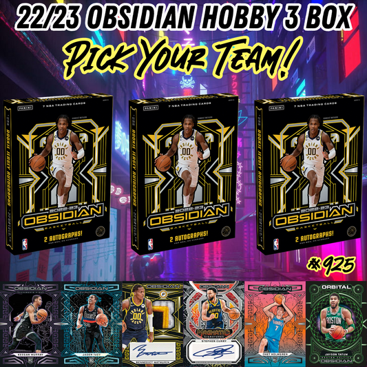 Break 925 - NBA 22/23 Obsidian Hobby RELEASE DAY - 3 Box Pick Your Team!