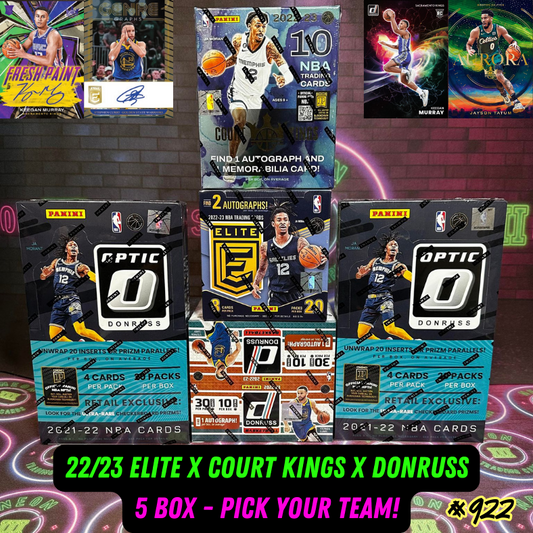 Break 933 - NBA 22/23 Elite x Court Kings x Donruss Triple Hobby - 5 Box Pick Your Team!