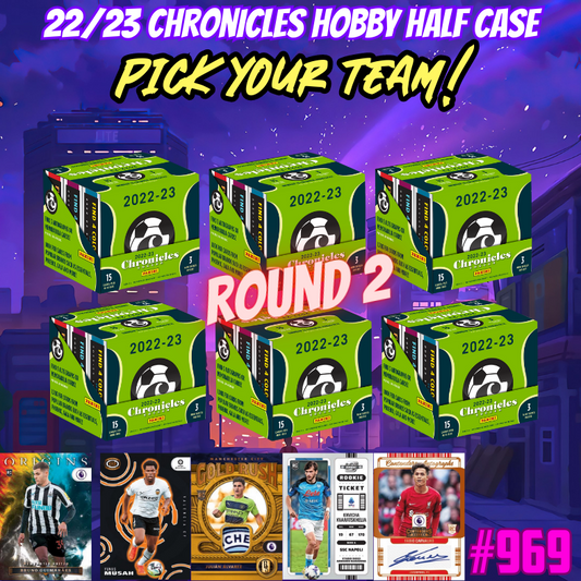 Break 969 - 22/23 Chronicles Soccer Hobby HALF CASE - 6 Boxes - Pick Your Player/Team - Round 2!