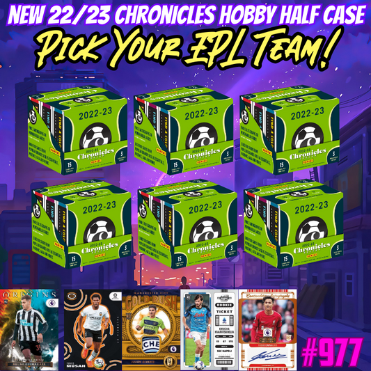 Break 977 - 22/23 Chronicles Soccer Hobby Half Case - Pick Your EPL Team & Receive a Random La Liga & Serie A Team!