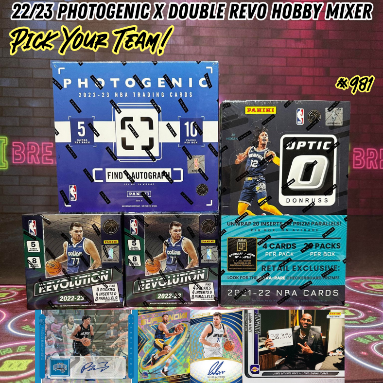 Break 981 - NBA 22/23 Photogenic + Double Revo Hobby 4 Box - Pick Your Team!