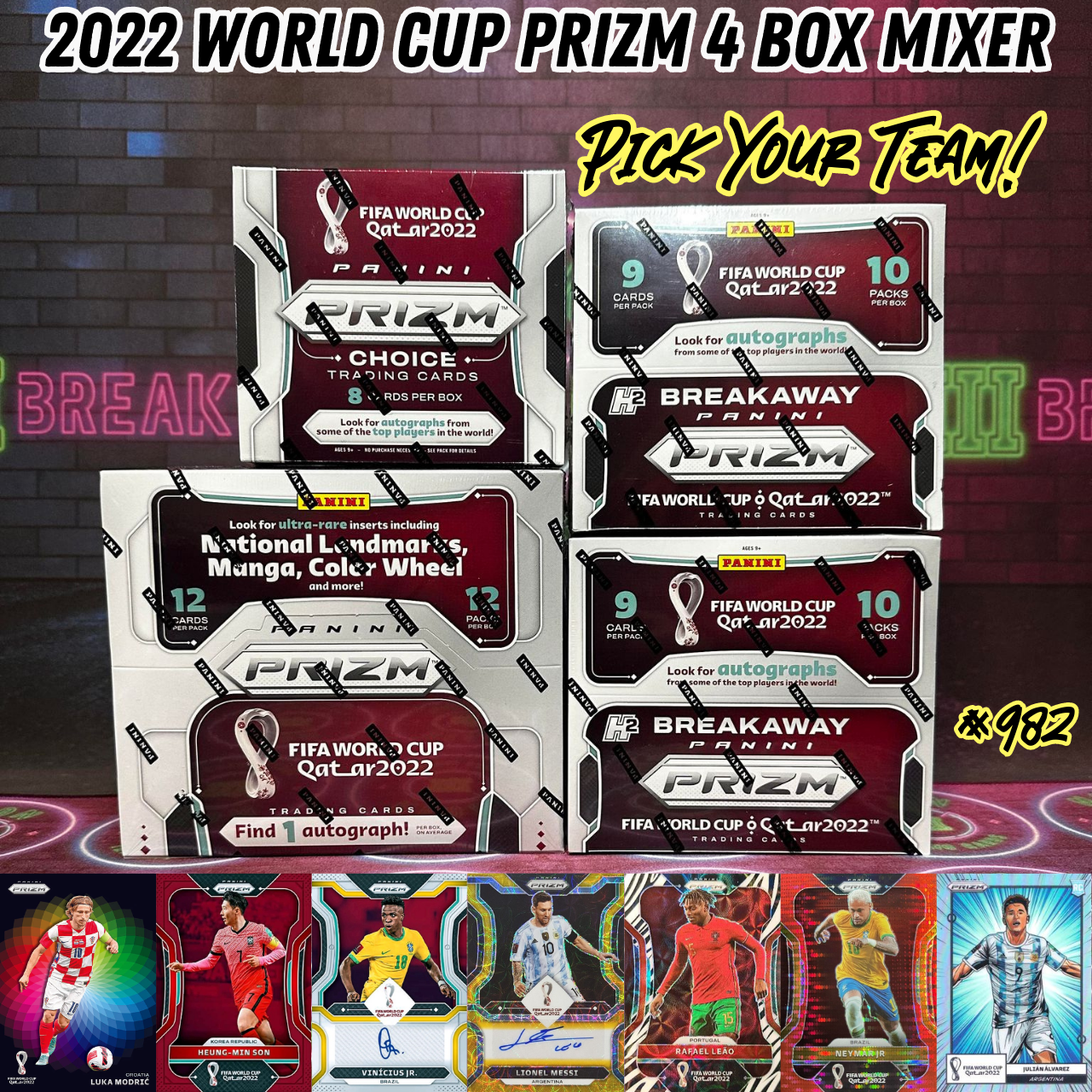 Break 982 - 2022 World Cup Prizm Hobby x Choice x Breakaway 4 Box Mixer - Pick Your Team!