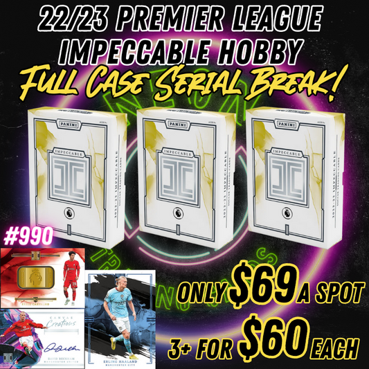 Break 990 - 22/23 Premier League Impeccable Hobby SERIAL NUMBER FULL CASE - Product Debut!