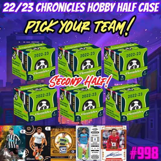 Break 998 - 22/23 Chronicles Soccer Hobby HALF CASE - 6 Boxes - Pick Your Player/Team - Round 2!