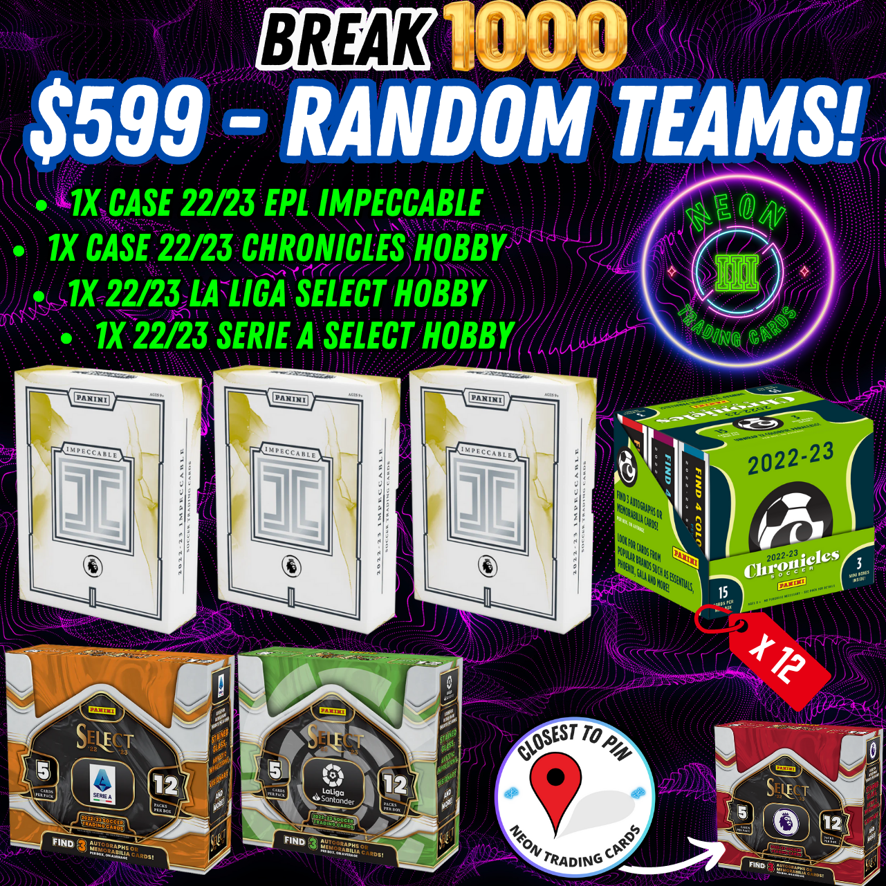 Break 1000 - DOUBLE CASE 17 Box Impeccable x Chronicles x Select - $599 Random Teams!