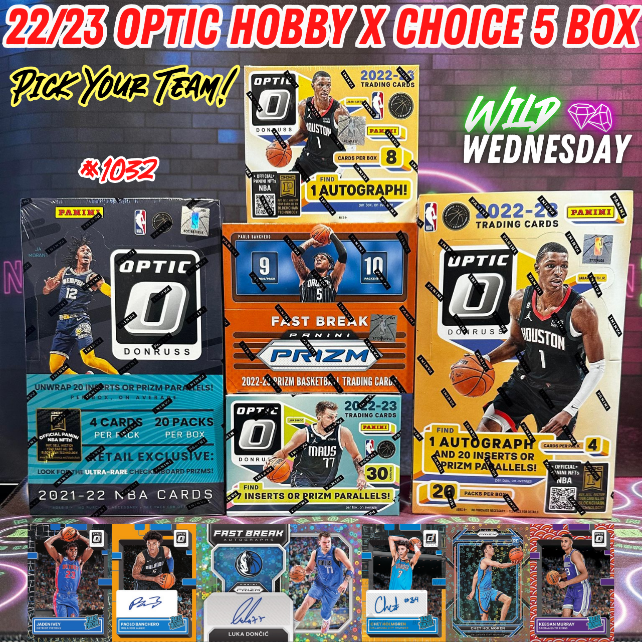 Break 1032 - NBA 22/23 Optic Hobby x Choice 5 Box Mixer - Pick Your Team!