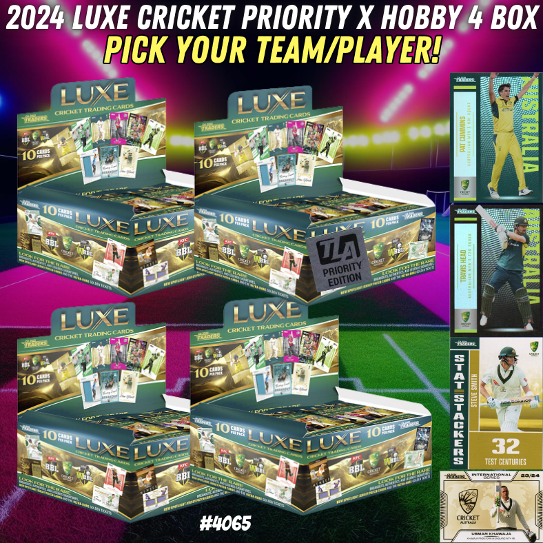 Break 4065 - 2024 LUXE Cricket Hobby x Priroity 4 Box - Pick Your Team/Player!