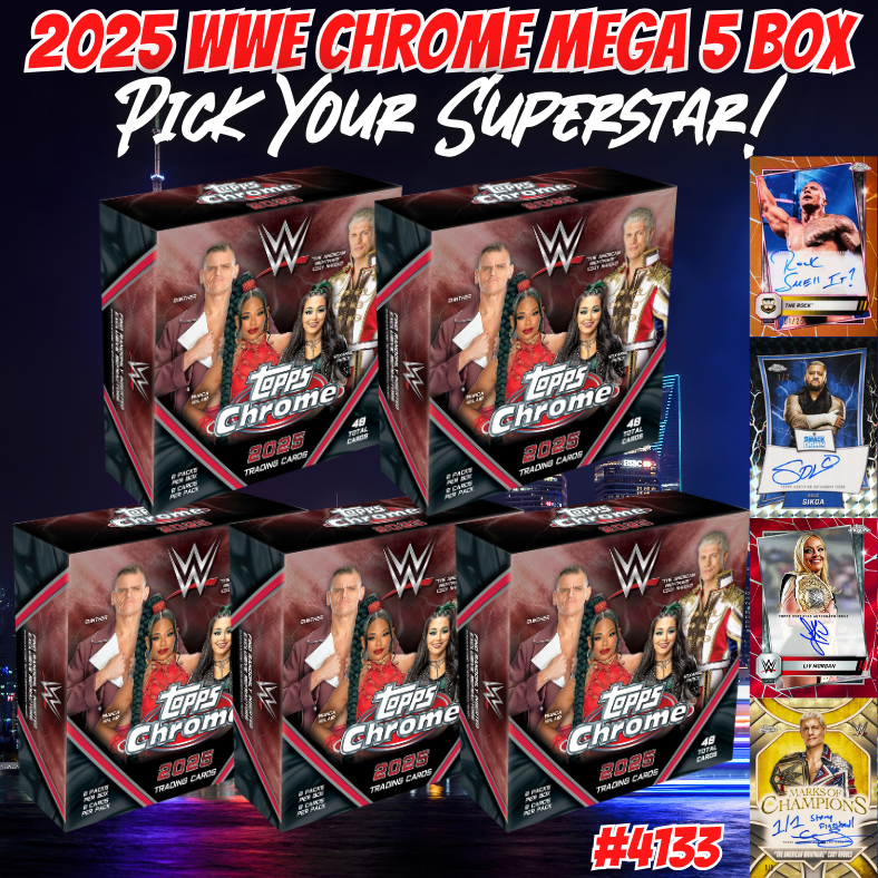 Break 4133 - 2025 WWE Chrome Mega 5 Box - Pick Your Superstar!