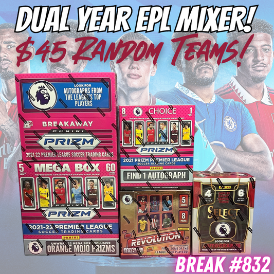 Break 832 - Dual Year Premier League 5 Box Mixer - Random Teams - $45 a spot!