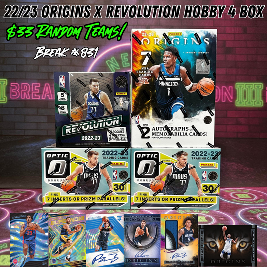 Break 831 - NBA 22/23 Origins x Revolution Hobby 4 Box - $33 Random Teams!