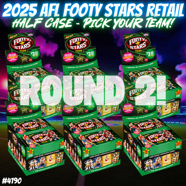 Break 4190 - 2025 AFL Footy Stars Retail - HALF CASE - 6 Boxes - Pick Your Team! ROUND 2