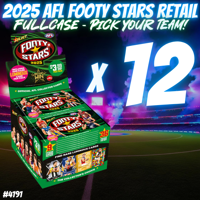 Break 4191 - 2025 AFL Footy Stars Retail - FULL CASE - 12 Boxes - Pick Your Team!