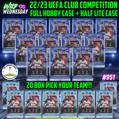 Break 951 - 22/23 Topps Chrome UEFA Club Competitions Full Hobby Case & Half Lite Case - 20 Box Pick Your Player/Team