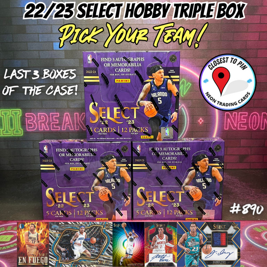 Break 890 - NBA 22/23 Select Hobby Triple Box - Pick Your Team!