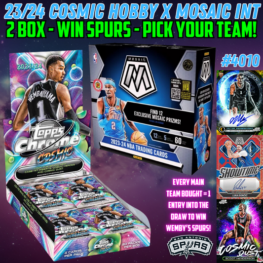 Break 4010 - NBA 23/24 Cosmic Chrome x Mosaic Int. Hobby 2 Box - WIN SPURS - Pick Your Team!