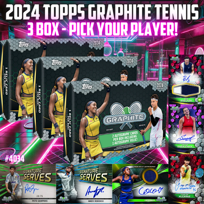 Break 4034 - 2024 Topps Graphite Tennis - 3 Box - Pick Your Player!