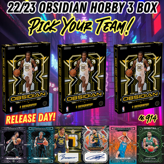 Break 914 - NBA 22/23 Obsidian Hobby RELEASE DAY - 3 Box Pick Your Team!