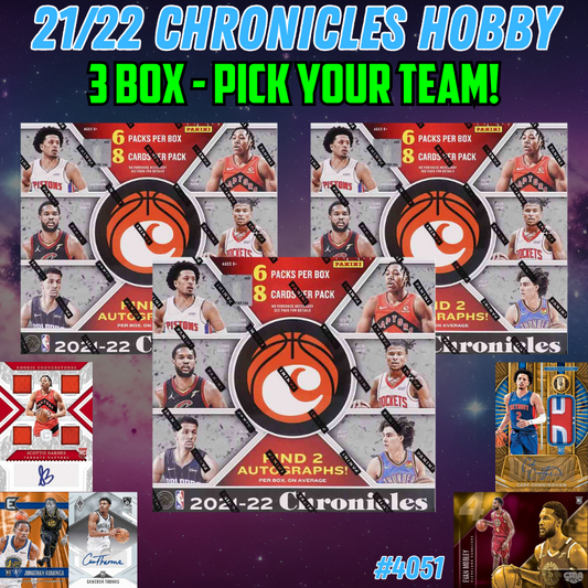 Break 4051 - 21/22 NBA Chronicles Hobby 3 Box Pick Your Team!