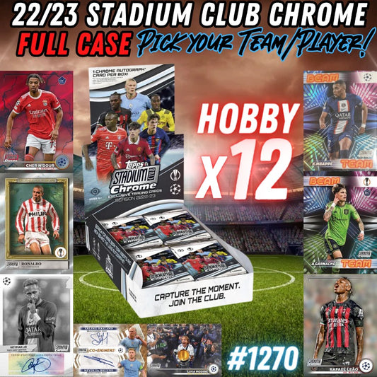 Break 1270 - 22/23 Topps UEFA Stadium Club Chrome - FULL CASE - 12 Boxes - Pick Your Team!