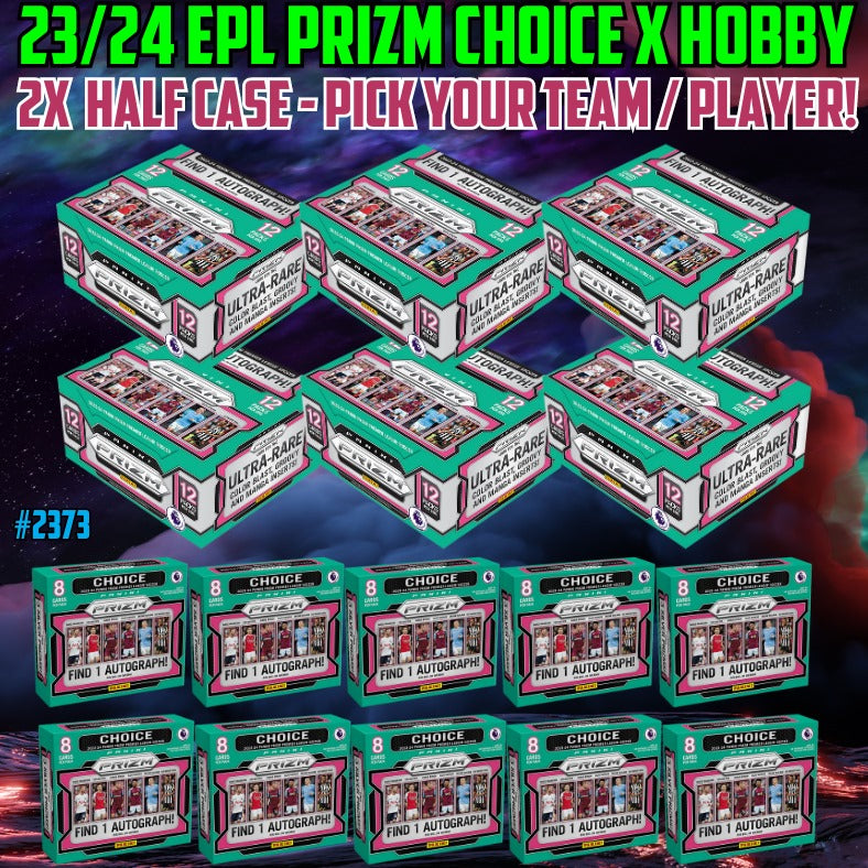 Break 2373 - 23/24 EPL Prizm Hobby x Choice - DOUBLE HALF CASE - 16 Boxes - Pick Your Player/Team