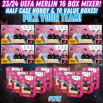 Break 3707 - 23/24 UEFA Merlin Hobby x Value 16 Box Mixer - Pick your Team!