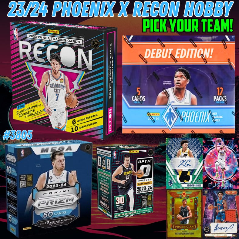 Break 3805 NBA 23/24 Phoenix x Recon Hobby 4 Box Pick Your Team